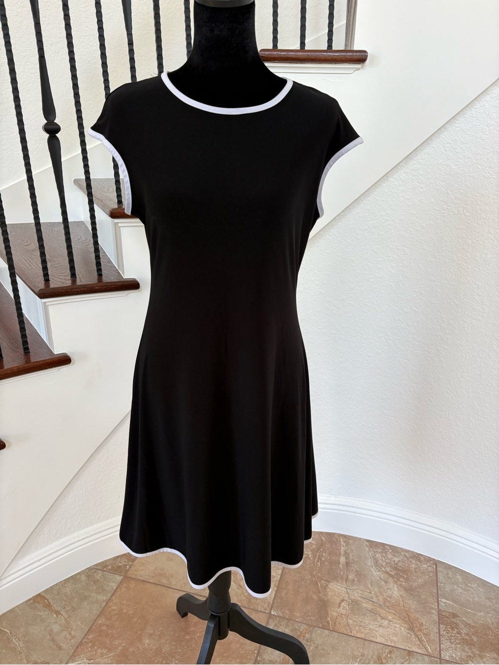 Tiana B. Black Midi Dress with White Trim